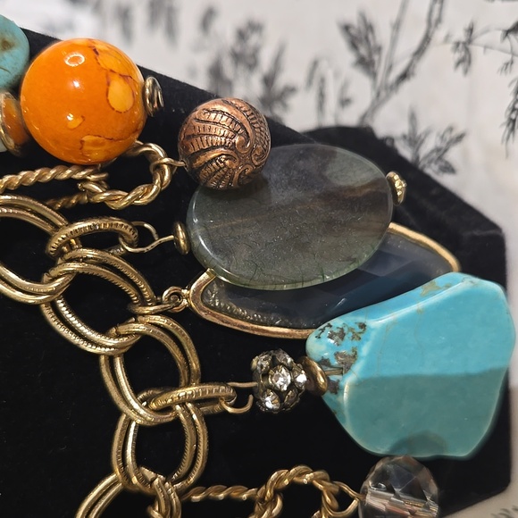 Chunky Multicolor Statement Necklace Sg8 - Picture 4 of 5